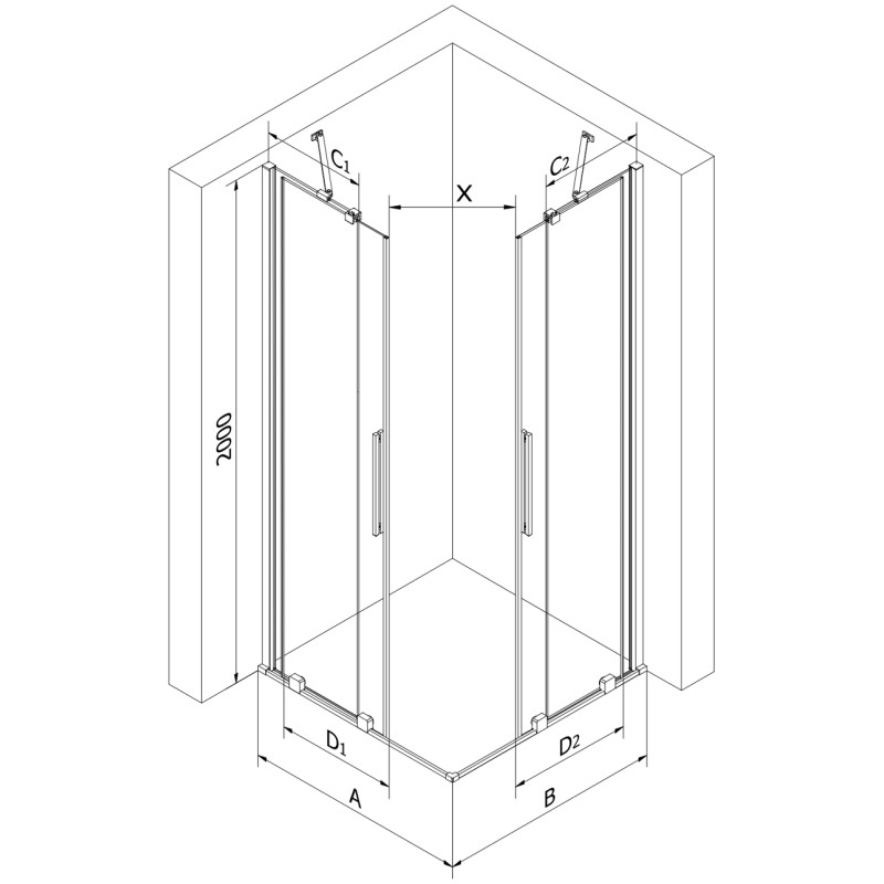 Mexen Velar Duo kabina prysznicowa rozsuwana 90 x 90 cm, transparent, złota szczotkowana - 871-090-090-02-55