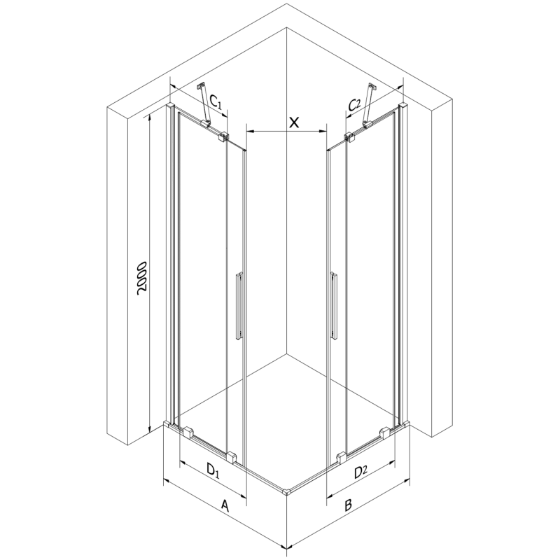 Mexen Velar Duo kabina prysznicowa rozsuwana 100 x 90 cm, transparent, złota szczotkowana - 871-100-090-02-55