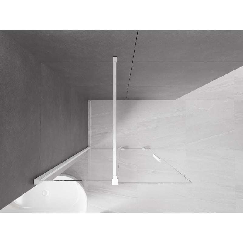Mexen Velar ścianka prysznicowa rozsuwana Walk-in 70 x 200 cm, transparent 8 mm, biała - 871-070-000-03-20