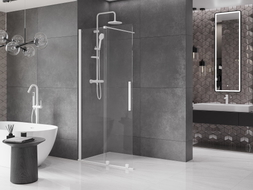 Mexen Velar ścianka prysznicowa rozsuwana Walk-in 80 x 200 cm, transparent 8 mm, biała - 871-080-000-03-20