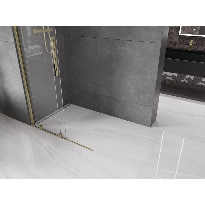 Mexen Velar ścianka prysznicowa rozsuwana Walk-in 75 x 200 cm, transparent 8 mm, złota - 871-075-000-03-50