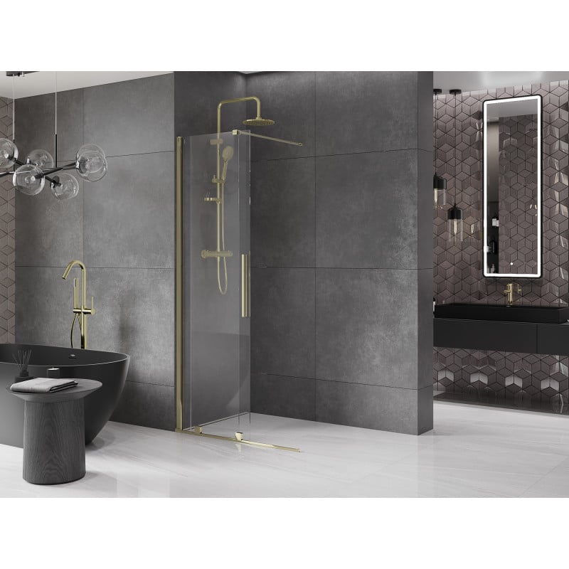 Mexen Velar ścianka prysznicowa rozsuwana Walk-in 80 x 200 cm, transparent 8 mm, złota - 871-080-000-03-50