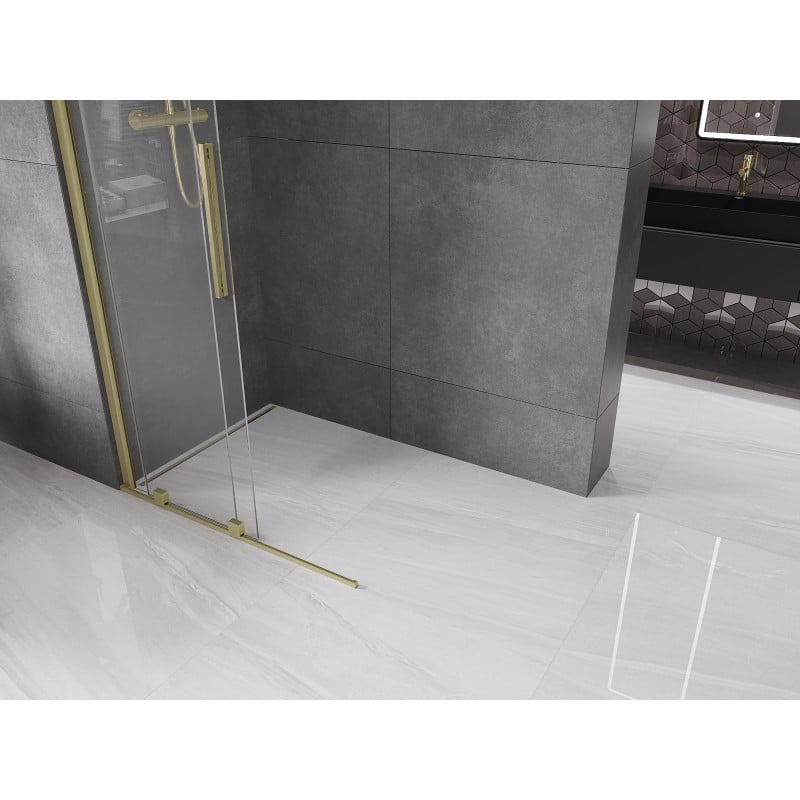 Mexen Velar ścianka prysznicowa rozsuwana Walk-in 80 x 200 cm, transparent 8 mm, złota szczotkowana - 871-080-000-03-55