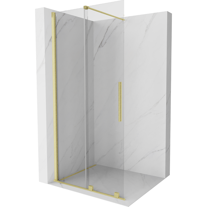 Mexen Velar ścianka prysznicowa rozsuwana Walk-in 90 x 200 cm, transparent 8 mm, złota szczotkowana - 871-090-000-03-55