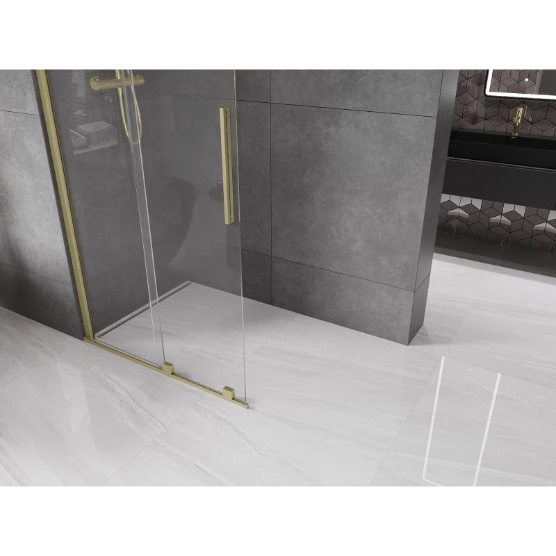 Mexen Velar ścianka prysznicowa rozsuwana Walk-in 100 x 200 cm, transparent 8 mm, złota szczotkowana - 871-100-000-03-55