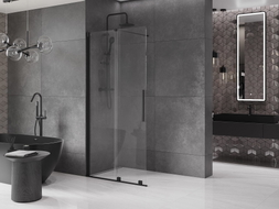Mexen Velar ścianka prysznicowa rozsuwana Walk-in 70 x 200 cm, transparent 8 mm, czarna - 871-070-000-03-70