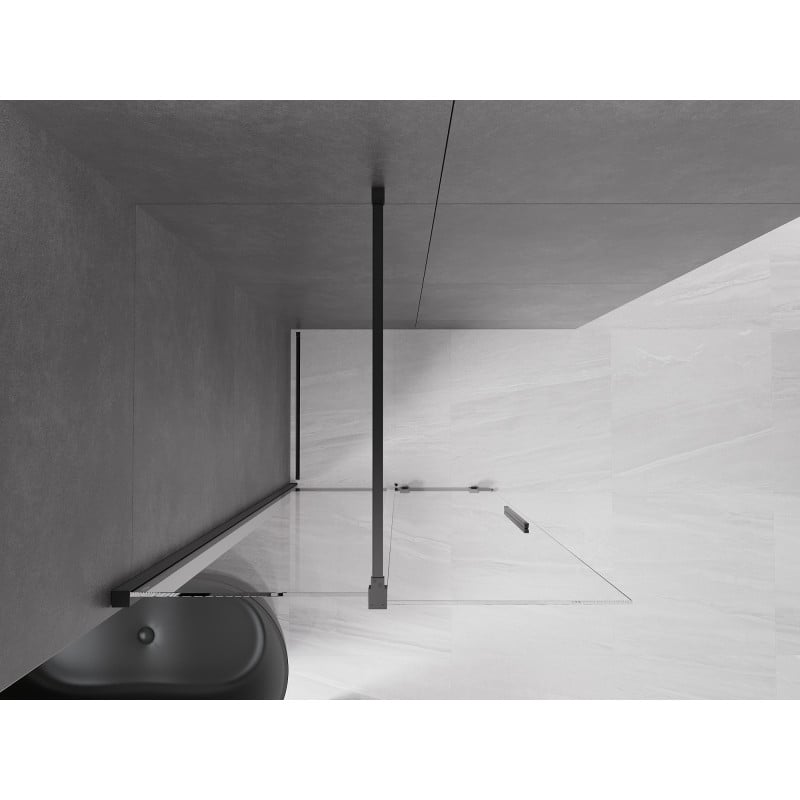 Mexen Velar ścianka prysznicowa rozsuwana Walk-in 75 x 200 cm, transparent 8 mm, czarna - 871-075-000-03-70