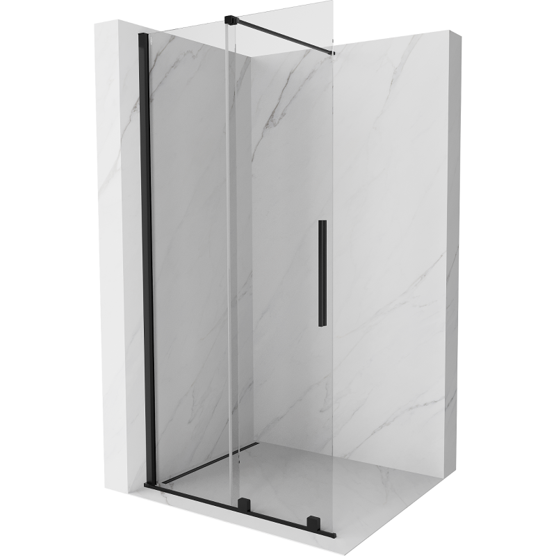 Mexen Velar ścianka prysznicowa rozsuwana Walk-in 85 x 200 cm, transparent 8 mm, czarna - 871-085-000-03-70