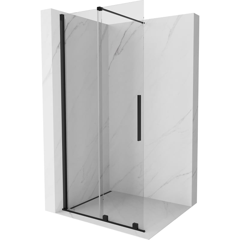Mexen Velar ścianka prysznicowa rozsuwana Walk-in 120 x 200 cm, transparent 8 mm, czarna - 871-120-000-03-70