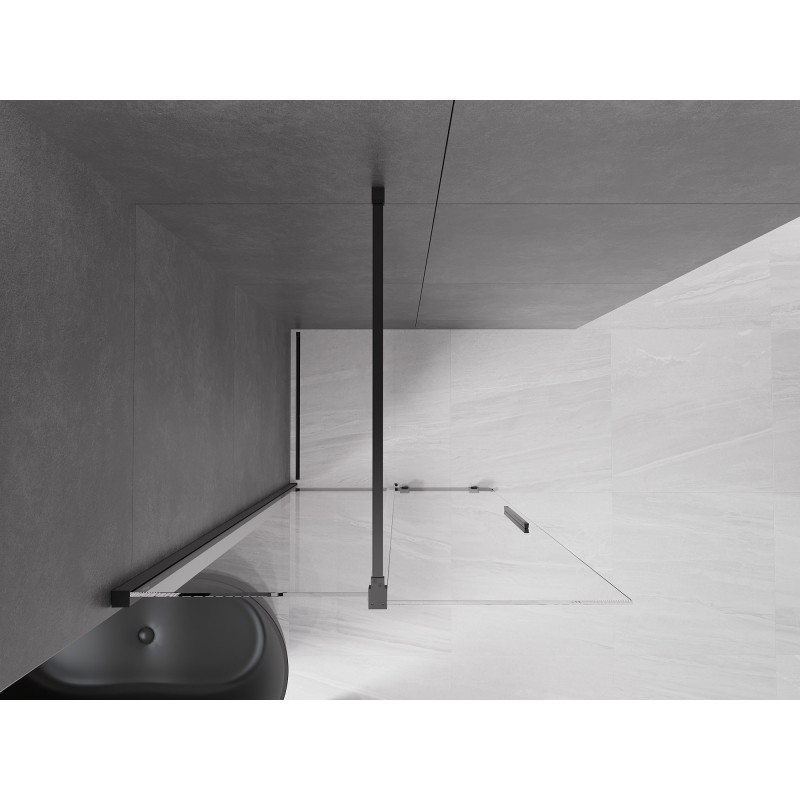 Mexen Velar ścianka prysznicowa rozsuwana Walk-in 120 x 200 cm, transparent 8 mm, czarna - 871-120-000-03-70