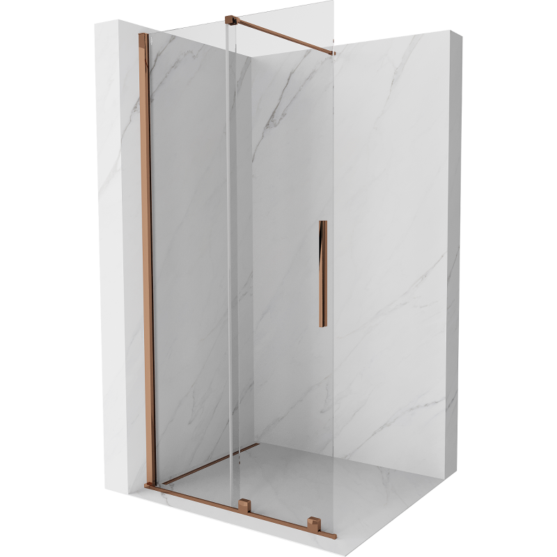 Mexen Velar ścianka prysznicowa rozsuwana Walk-in 85 x 200 cm, transparent 8 mm, różowe złoto - 871-085-000-03-60