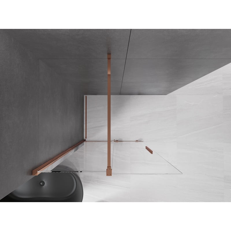 Mexen Velar ścianka prysznicowa rozsuwana Walk-in 85 x 200 cm, transparent 8 mm, różowe złoto - 871-085-000-03-60