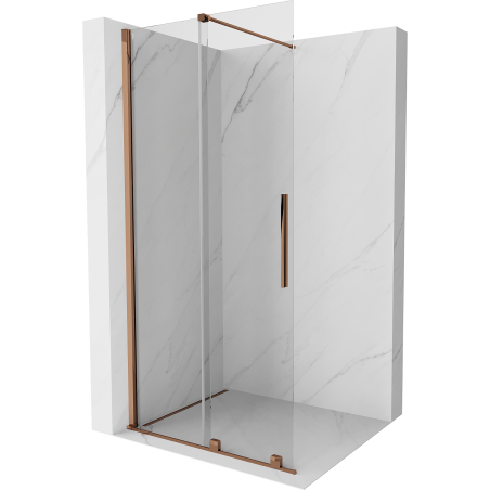 Mexen Velar ścianka prysznicowa rozsuwana Walk-in 120 x 200 cm, transparent 8 mm, różowe złoto - 871-120-000-03-60