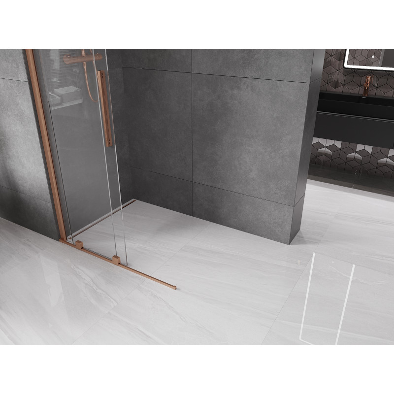 Mexen Velar ścianka prysznicowa rozsuwana Walk-in 80 x 200 cm, transparent 8 mm, miedź szczotkowana - 871-080-000-03-65