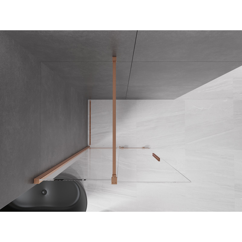 Mexen Velar ścianka prysznicowa rozsuwana Walk-in 80 x 200 cm, transparent 8 mm, miedź szczotkowana - 871-080-000-03-65