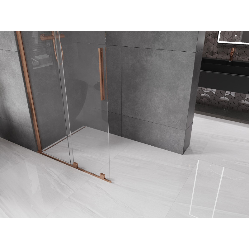 Mexen Velar ścianka prysznicowa rozsuwana Walk-in 85 x 200 cm, transparent 8 mm, miedź szczotkowana - 871-085-000-03-65