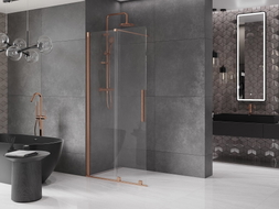Mexen Velar ścianka prysznicowa rozsuwana Walk-in 85 x 200 cm, transparent 8 mm, miedź szczotkowana - 871-085-000-03-65