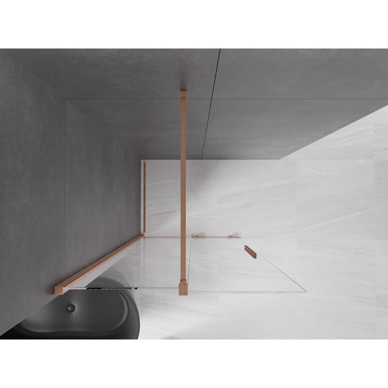 Mexen Velar ścianka prysznicowa rozsuwana Walk-in 90 x 200 cm, transparent 8 mm, miedź szczotkowana - 871-090-000-03-65
