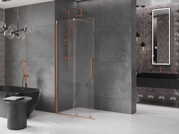 Mexen Velar ścianka prysznicowa rozsuwana Walk-in 120 x 200 cm, transparent 8 mm, miedź szczotkowana - 871-120-000-03-65