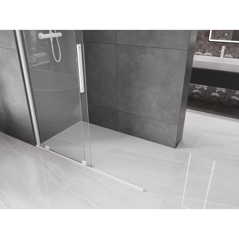 Mexen Velar ścianka prysznicowa rozsuwana Walk-in 160 x 200 cm, transparent 8 mm, biała - 871-160-000-03-20