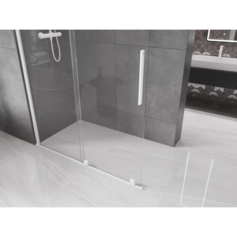 Mexen Velar ścianka prysznicowa rozsuwana Walk-in 160 x 200 cm, transparent 8 mm, biała - 871-160-000-03-20