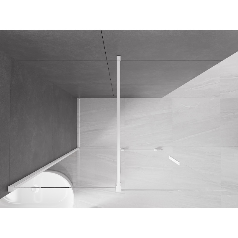 Mexen Velar ścianka prysznicowa rozsuwana Walk-in 160 x 200 cm, transparent 8 mm, biała - 871-160-000-03-20