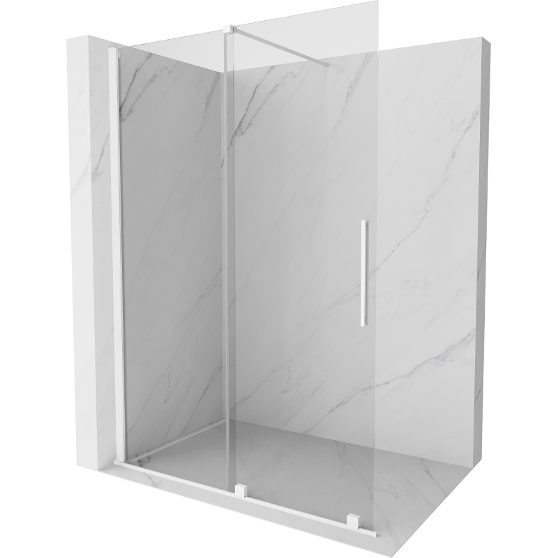 Mexen Velar ścianka prysznicowa rozsuwana Walk-in 140 x 200 cm, transparent 8 mm, biała - 871-140-000-03-20