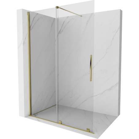 Mexen Velar ścianka prysznicowa rozsuwana Walk-in 130 x 200 cm, transparent 8 mm, złota - 871-130-000-03-50
