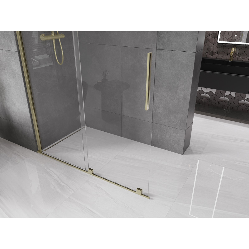 Mexen Velar ścianka prysznicowa rozsuwana Walk-in 130 x 200 cm, transparent 8 mm, złota - 871-130-000-03-50