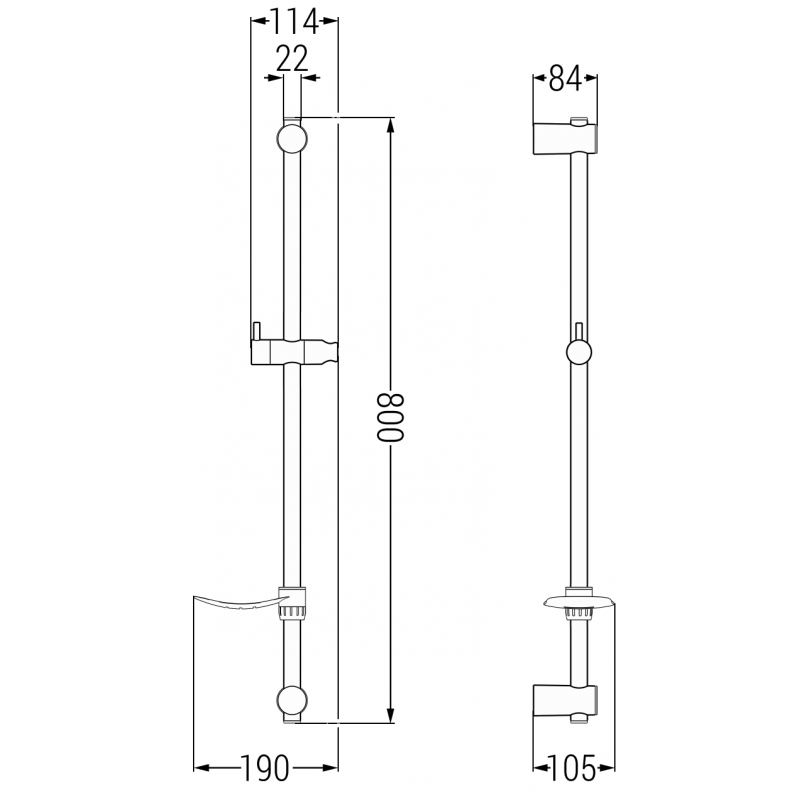 Mexen DF drążek prysznicowy z mydelniczką 80 cm, złoty - 79382-50