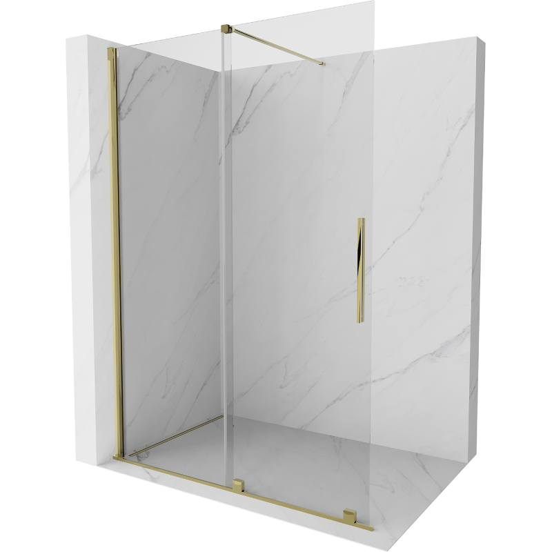 Mexen Velar ścianka prysznicowa rozsuwana Walk-in 140 x 200 cm, transparent 8 mm, złota - 871-140-000-03-50
