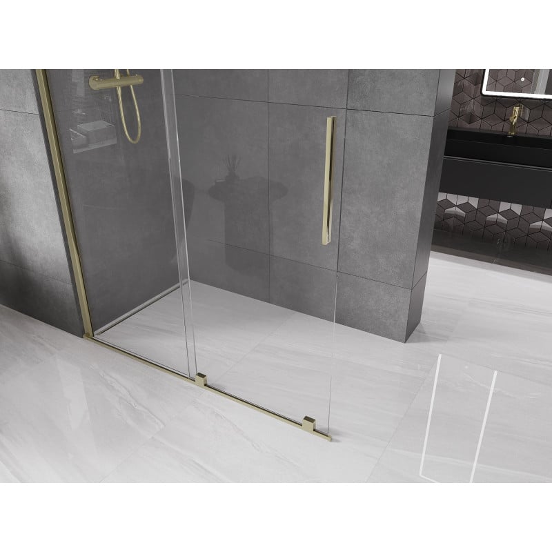 Mexen Velar ścianka prysznicowa rozsuwana Walk-in 140 x 200 cm, transparent 8 mm, złota - 871-140-000-03-50