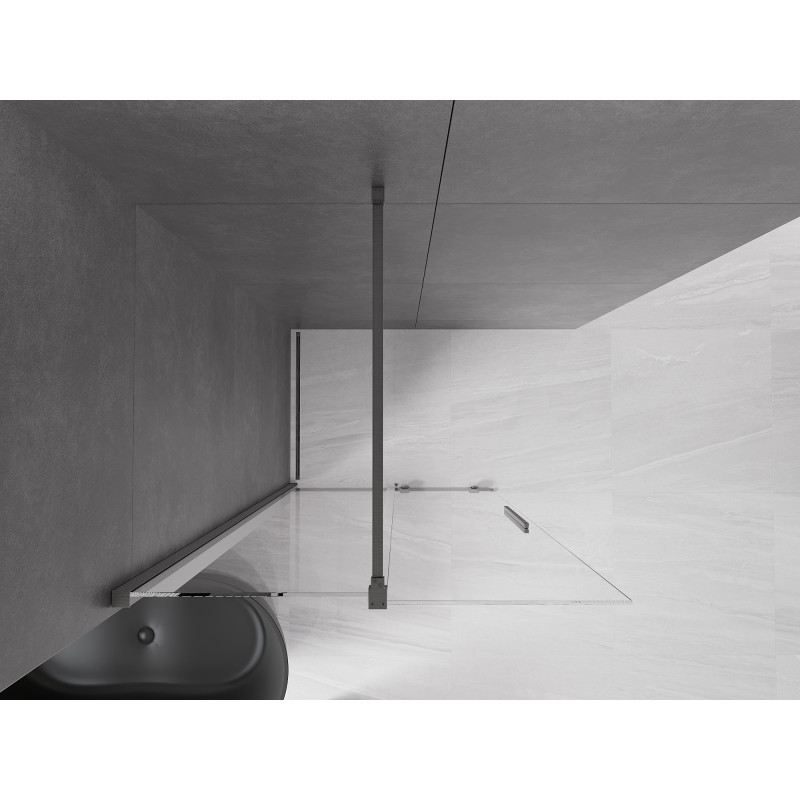 Mexen Velar ścianka prysznicowa rozsuwana Walk-in 70 x 200 cm, transparent 8 mm, gun gray szczotkowany - 871-070-000-03-66