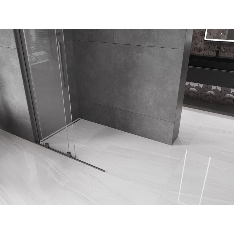 Mexen Velar ścianka prysznicowa rozsuwana Walk-in 75 x 200 cm, transparent 8 mm, gun gray szczotkowany - 871-075-000-03-66