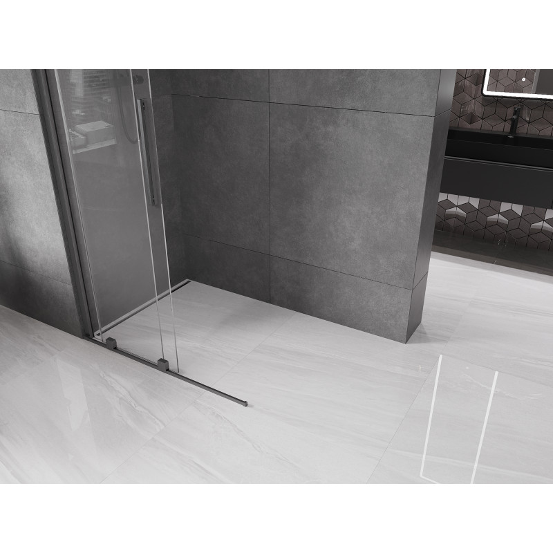 Mexen Velar ścianka prysznicowa rozsuwana Walk-in 110 x 200cm, transparent 8 mm, gun gray szczotkowany - 871-110-000-03-66
