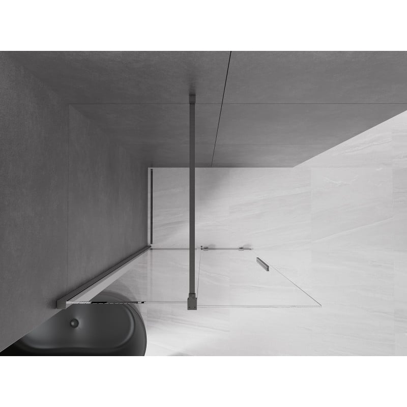 Mexen Velar ścianka prysznicowa rozsuwana Walk-in 110 x 200cm, transparent 8 mm, gun gray szczotkowany - 871-110-000-03-66