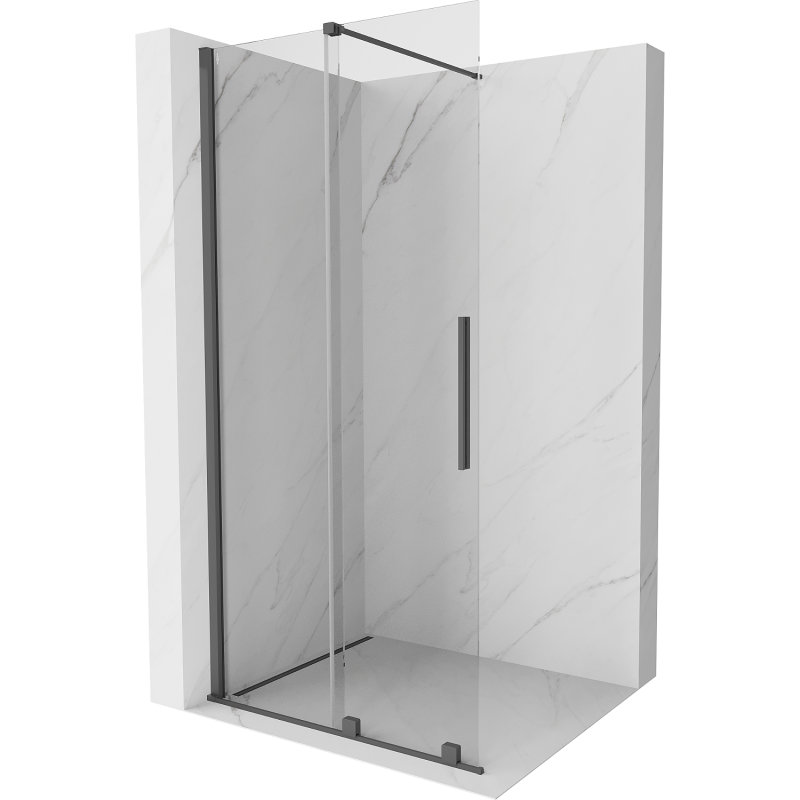 Mexen Velar ścianka prysznicowa rozsuwana Walk-in 120 x 200 cm, transparent 8 mm, gun gray szczotkowany - 871-120-000-03-66