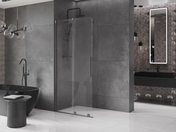 Mexen Velar ścianka prysznicowa rozsuwana Walk-in 120 x 200 cm, transparent 8 mm, gun gray szczotkowany - 871-120-000-03-66