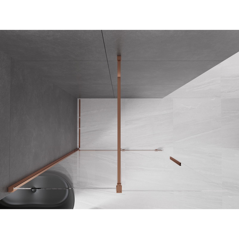 Mexen Velar ścianka prysznicowa rozsuwana Walk-in 130 x 200 cm, transparent 8 mm, różowe złoto - 871-130-000-03-60