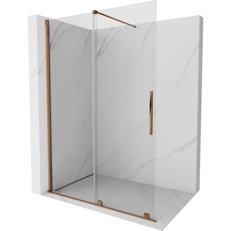 Mexen Velar ścianka prysznicowa rozsuwana Walk-in 150 x 200 cm, transparent 8 mm, różowe złoto - 871-150-000-03-60