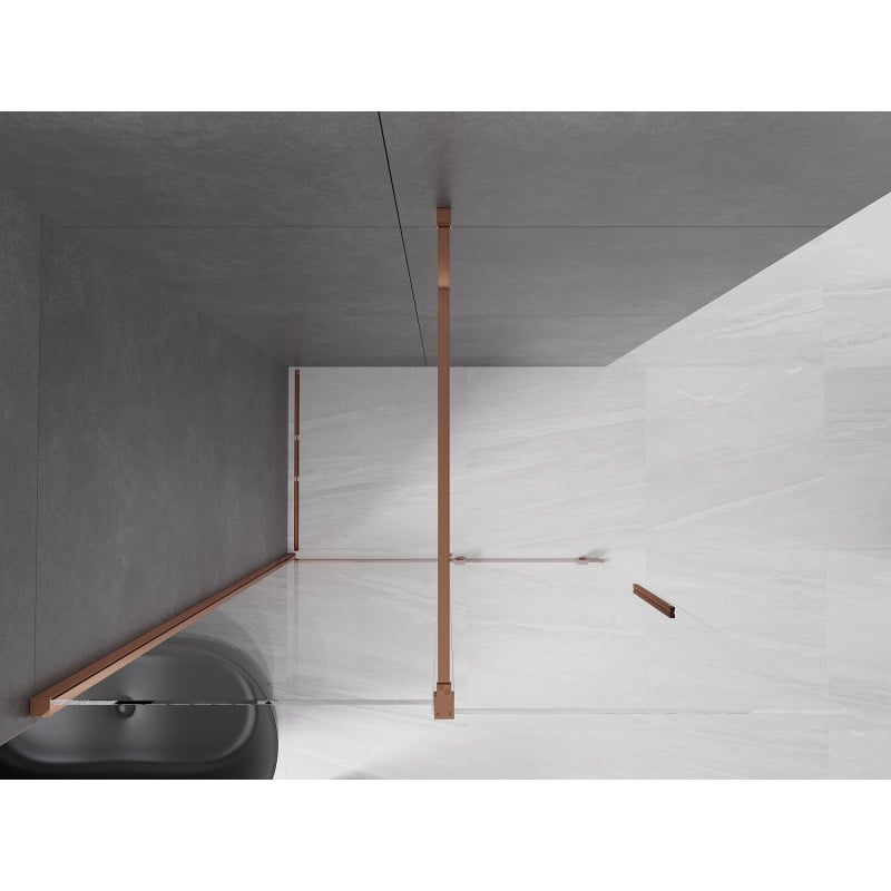 Mexen Velar ścianka prysznicowa rozsuwana Walk-in 150 x 200 cm, transparent 8 mm, różowe złoto - 871-150-000-03-60