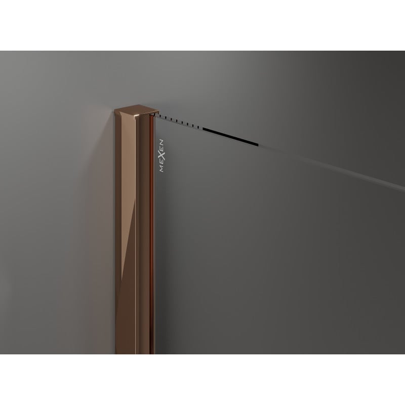 Mexen Velar ścianka prysznicowa rozsuwana Walk-in 150 x 200 cm, transparent 8 mm, różowe złoto - 871-150-000-03-60