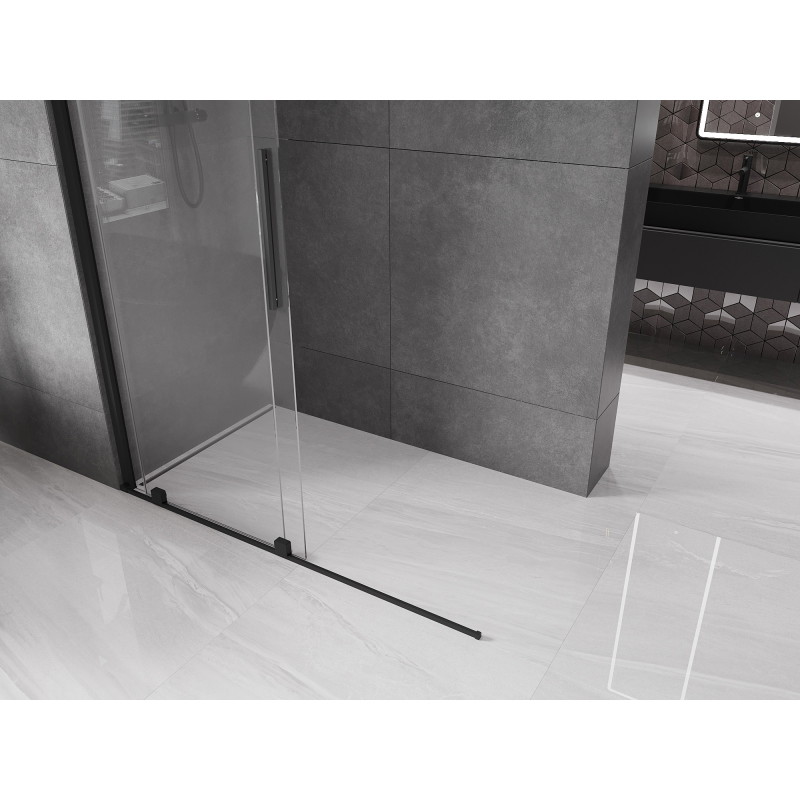 Mexen Velar ścianka prysznicowa rozsuwana Walk-in 130 x 200 cm, transparent 8 mm, czarna - 871-130-000-03-70