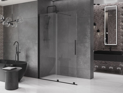 Mexen Velar ścianka prysznicowa rozsuwana Walk-in 140 x 200 cm, transparent 8 mm, czarna - 871-140-000-03-70