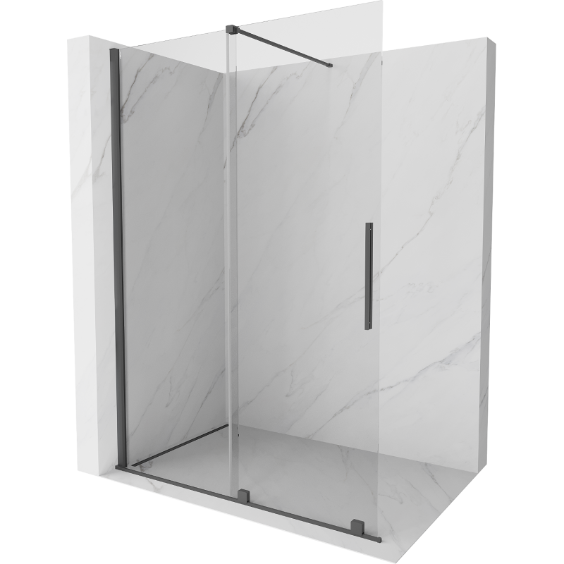 Mexen Velar ścianka prysznicowa rozsuwana Walk-in 130 x 200 cm, transparent 8 mm, gun gray szczotkowany - 871-130-000-03-66