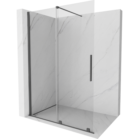 Mexen Velar ścianka prysznicowa rozsuwana Walk-in 140 x 200 cm, transparent 8 mm, gun gray szczotkowany - 871-140-000-03-66
