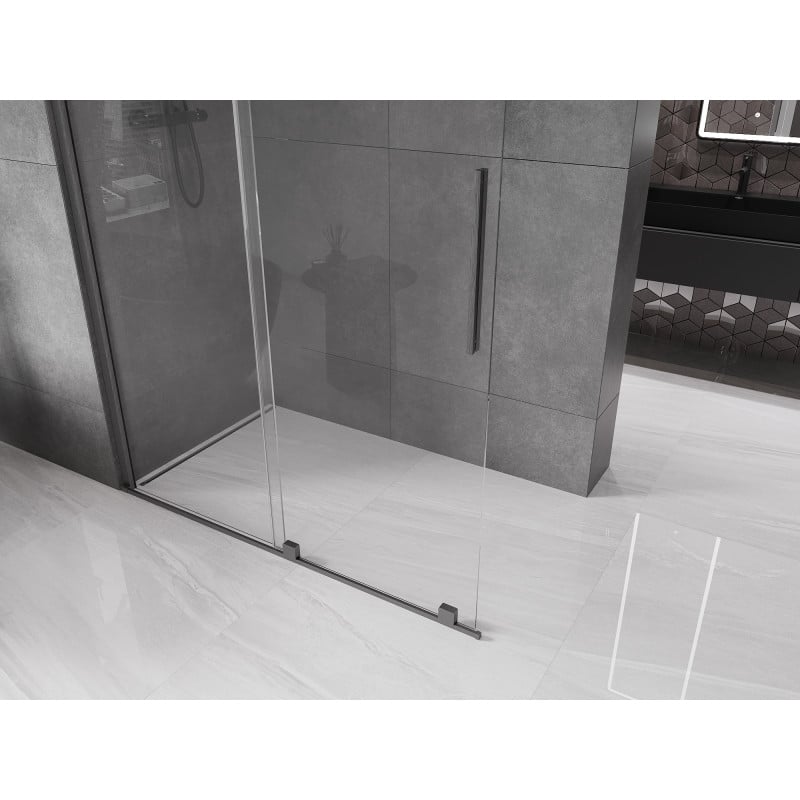 Mexen Velar ścianka prysznicowa rozsuwana Walk-in 150 x 200 cm, transparent 8 mm, gun gray szczotkowany - 871-150-000-03-66