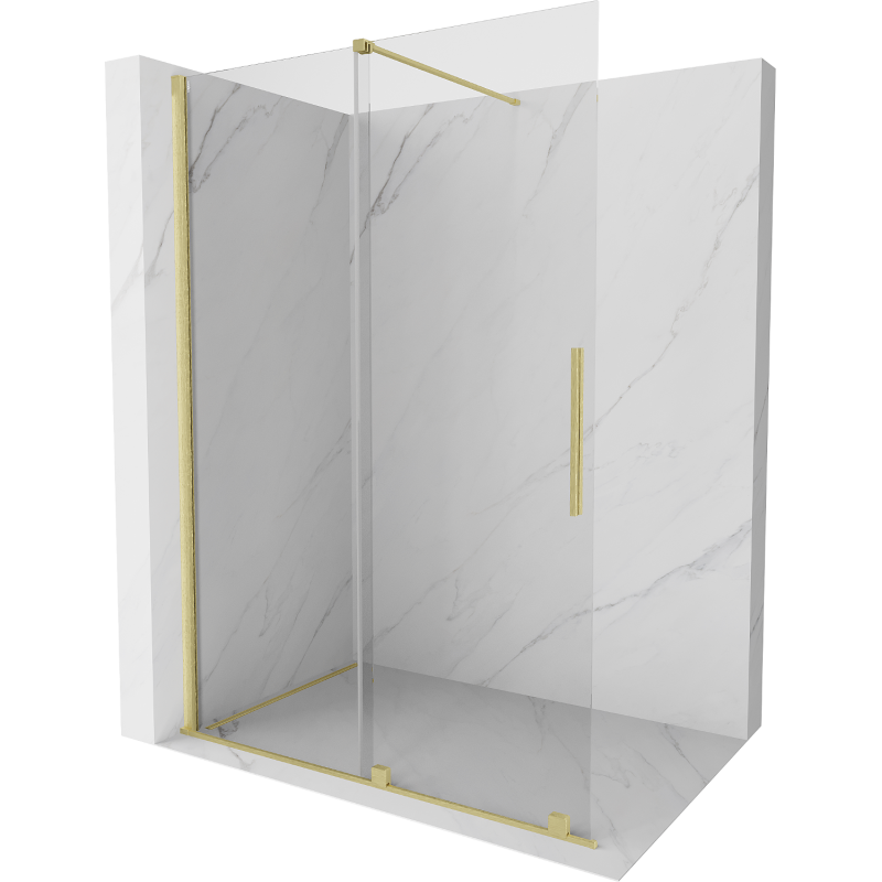 Mexen Velar ścianka prysznicowa rozsuwana Walk-in 130 x 200 cm, transparent 8 mm, złota szczotkowana - 871-130-000-03-55