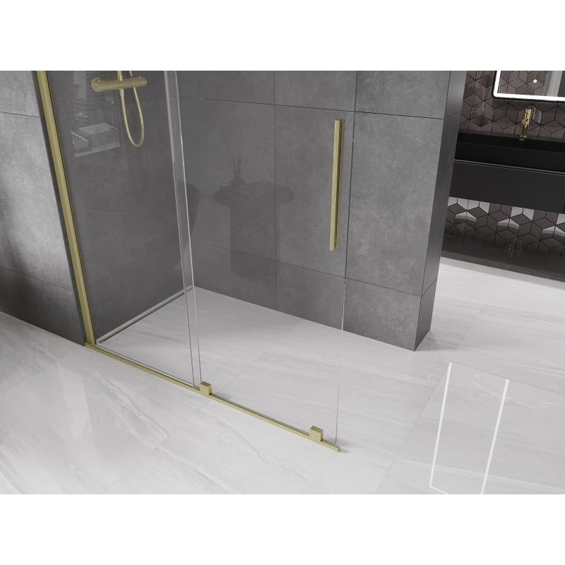 Mexen Velar ścianka prysznicowa rozsuwana Walk-in 130 x 200 cm, transparent 8 mm, złota szczotkowana - 871-130-000-03-55