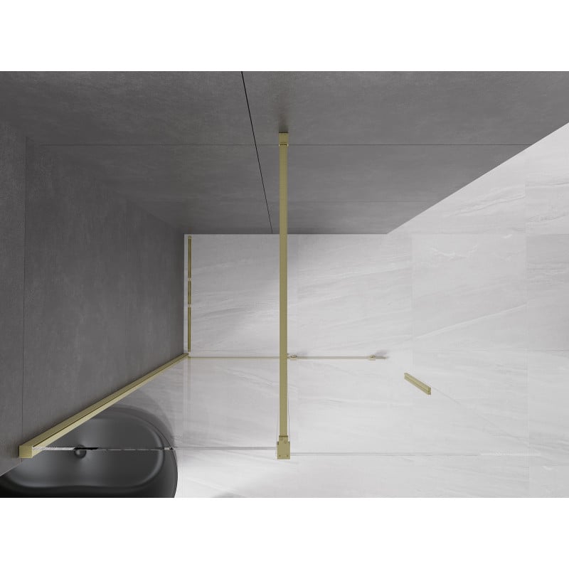 Mexen Velar ścianka prysznicowa rozsuwana Walk-in 130 x 200 cm, transparent 8 mm, złota szczotkowana - 871-130-000-03-55